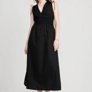 NWOT Old Navy Fit & Flare Sleeveless Tie-Shoulder Smocked Black Maxi Dress Small